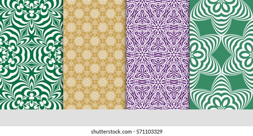 set of Seamless lace floral patterns. vector illustration. for design, banners, invitations, fabrics. Ethnic ornament