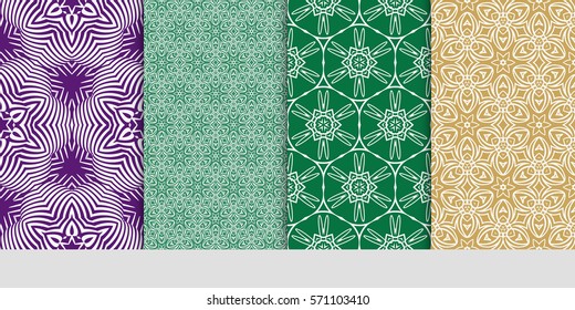 set of Seamless lace floral patterns. vector illustration. for design, banners, invitations, fabrics. Ethnic ornament