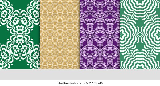 set of Seamless lace floral patterns. vector illustration. for design, banners, invitations, fabrics. Ethnic ornament