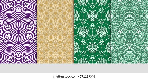 set of Seamless lace floral patterns. vector illustration. for design, banners, invitations, fabrics. Ethnic ornament