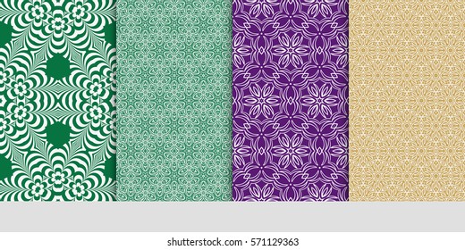 set of Seamless lace floral patterns. vector illustration. for design, banners, invitations, fabrics. Ethnic ornament