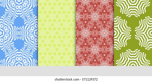 set of Seamless lace floral patterns. vector illustration. for design, banners, invitations, fabrics. Ethnic ornament