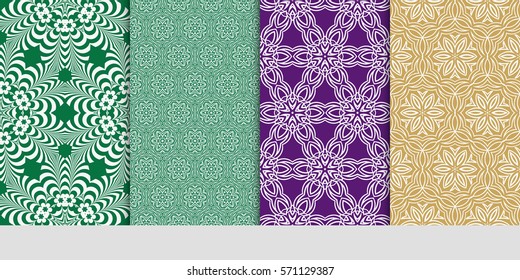 set of Seamless lace floral patterns. vector illustration. for design, banners, invitations, fabrics. Ethnic ornament
