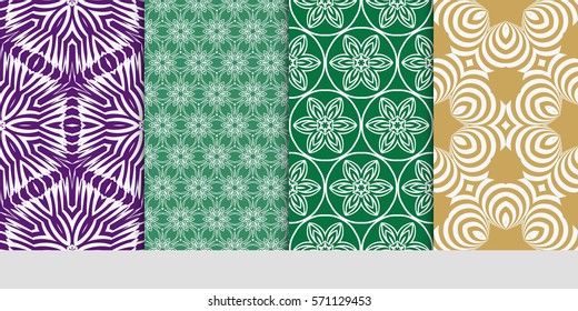 set of Seamless lace floral patterns. vector illustration. for design, banners, invitations, fabrics. Ethnic ornament