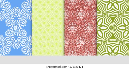 set of Seamless lace floral patterns. vector illustration. for design, banners, invitations, fabrics. Ethnic ornament