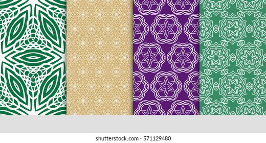 set of Seamless lace floral patterns. vector illustration. for design, banners, invitations, fabrics. Ethnic ornament