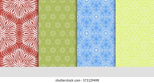 set of Seamless lace floral patterns. vector illustration. for design, banners, invitations, fabrics. Ethnic ornament