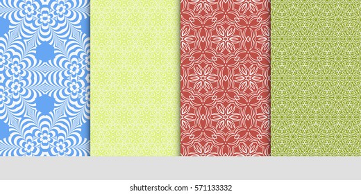 set of Seamless lace floral patterns. vector illustration. for design, banners, invitations, fabrics. Ethnic ornament