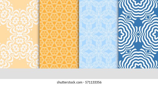 set of Seamless lace floral patterns. vector illustration. for design, banners, invitations, fabrics. Ethnic ornament