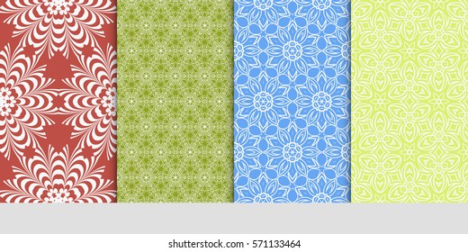 set of Seamless lace floral patterns. vector illustration. for design, banners, invitations, fabrics. Ethnic ornament