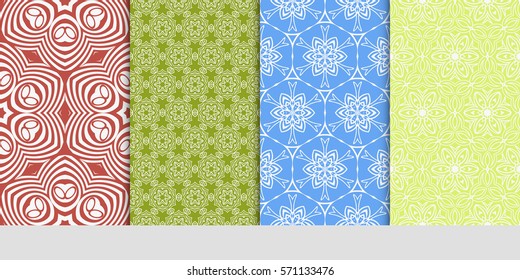 set of Seamless lace floral patterns. vector illustration. for design, banners, invitations, fabrics. Ethnic ornament
