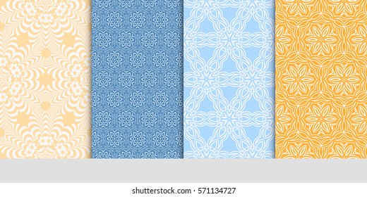 set of Seamless lace floral patterns. vector illustration. for design, banners, invitations, fabrics. Ethnic ornament