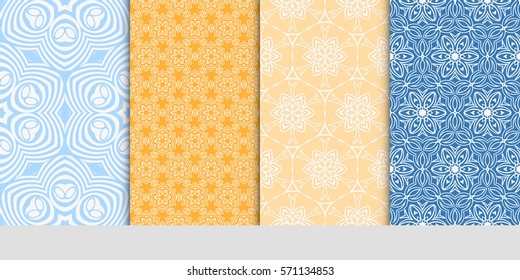 set of Seamless lace floral patterns. vector illustration. for design, banners, invitations, fabrics. Ethnic ornament