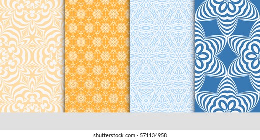 set of Seamless lace floral patterns. vector illustration. for design, banners, invitations, fabrics. Ethnic ornament
