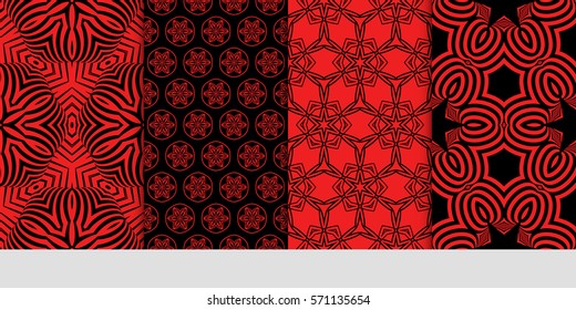 set of Seamless lace floral patterns. vector illustration. for design, banners, invitations, fabrics. Ethnic ornament