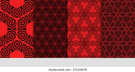 set of Seamless lace floral patterns. vector illustration. for design, banners, invitations, fabrics. Ethnic ornament