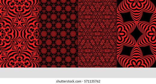 set of Seamless lace floral patterns. vector illustration. for design, banners, invitations, fabrics. Ethnic ornament