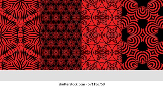 set of Seamless lace floral patterns. vector illustration. for design, banners, invitations, fabrics. Ethnic ornament