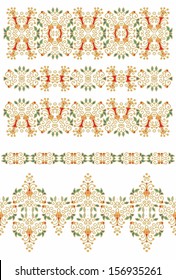 Set of seamless laced floral borders