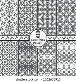 Set of seamless lacy patterns. Vintage decorative ornament of east style. A modern vector element of design on fabric, prints, wall-paper, packing, a covering.