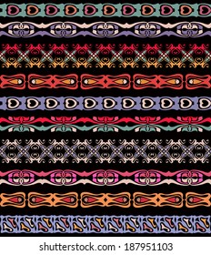 Set of seamless lase trims border pattern, silhouette design ornament 