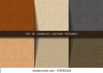 Set of seamless leather textures. Vector illustration. Can be used as a print for fabrics, and graphic design.