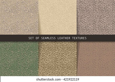 Set of seamless leather textures. Vector illustration. Can be used as a print for fabrics, and graphic design.
