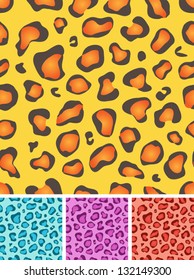 Set of Seamless Leopard Or Cheetah Fur Background/ Illustration of a set of seamless wild african leopard or cheetah wallpaper background
