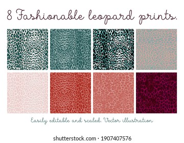 Set of seamless leopard patterns. Vector illustration
