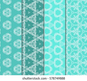 set of seamless line art floral background. Luxury texture for wallpaper, invitation. Vector illustration.