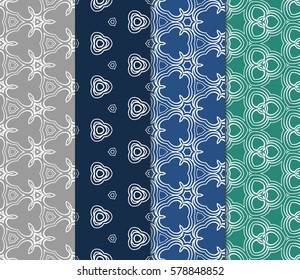 set of seamless line art floral background. Luxury texture for wallpaper, invitation. Vector illustration.