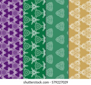 set of seamless line art floral background. Luxury texture for wallpaper, invitation. Vector illustration.