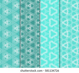 set of seamless line art floral background. Luxury texture for wallpaper, invitation. Vector illustration.