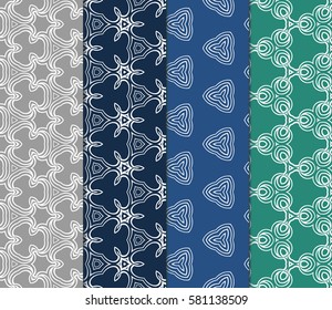 set of seamless line art floral background. Luxury texture for wallpaper, invitation. Vector illustration.