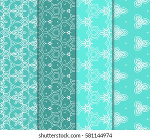 set of seamless line art floral background. Luxury texture for wallpaper, invitation. Vector illustration.