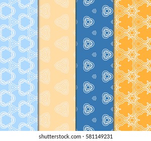 set of seamless line art floral background. Luxury texture for wallpaper, invitation. Vector illustration.