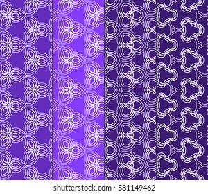 set of seamless line art floral background. Luxury texture for wallpaper, invitation. Vector illustration.