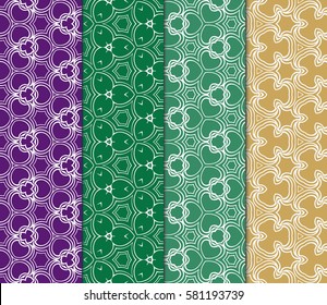 set of seamless line art floral background. Luxury texture for wallpaper, invitation. Vector illustration.