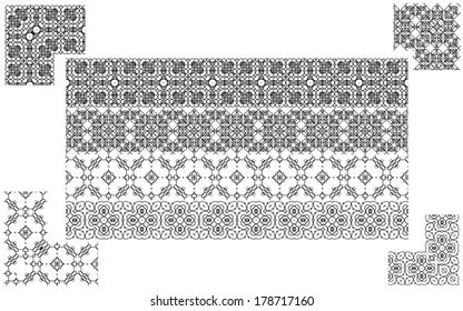 Set of seamless line (borders). Abstract design elements - pattern frames. Vector illustration.