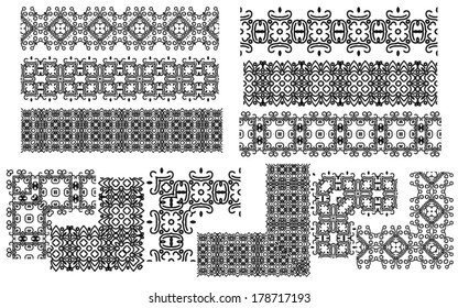 Set of seamless line (borders). Abstract design elements - pattern frames. Vector illustration.