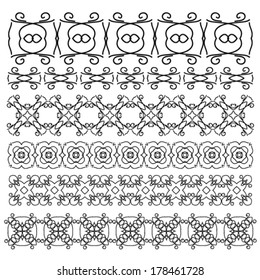 Set of seamless line (borders). Vector illustration.