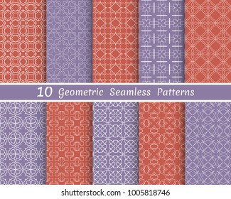 Set of seamless line patterns. Colorful geometric backgrounds collection. Endless repeating linear texture for wallpaper, packaging, banners, invitations, business cards, fabric print