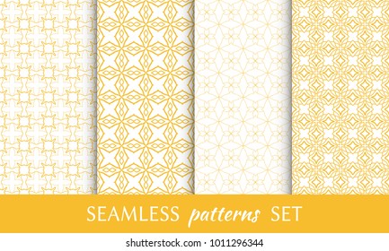 Set of seamless line patterns. Colorful geometric backgrounds collection. Endless repeating linear texture for wallpaper, packaging, banners, invitations, business cards, fabric print