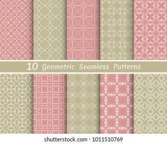Set of seamless line patterns. Colorful geometric backgrounds collection. Endless repeating linear texture for wallpaper, packaging, banners, invitations, business cards, fabric print