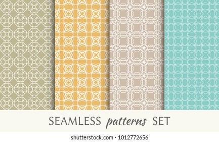 Set of seamless line patterns. Colorful geometric backgrounds collection. Endless repeating linear texture for wallpaper, packaging, banners, invitations, business cards, fabric print