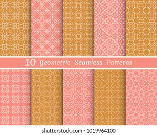 Set of seamless line patterns. Colorful geometric backgrounds collection. Endless repeating linear texture for wallpaper, packaging, banners, invitations, business cards, fabric print