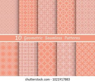 Set of seamless line patterns. Colorful geometric backgrounds collection. Endless repeating linear texture for wallpaper, packaging, banners, invitations, business cards, fabric print