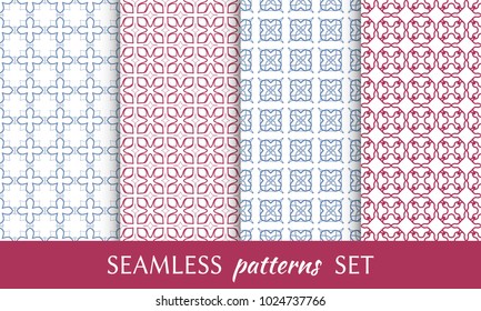 Set of seamless line patterns. Colorful geometric backgrounds collection. Endless repeating linear texture for wallpaper, packaging, banners, invitations, business cards, fabric print