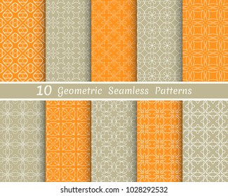 Set of seamless line patterns. Colorful geometric backgrounds collection. Endless repeating linear texture for wallpaper, packaging, banners, invitations, business cards, fabric print