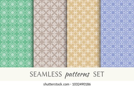 Set of seamless line patterns. Colorful geometric backgrounds collection. Endless repeating linear texture for wallpaper, packaging, banners, invitations, business cards, fabric print
